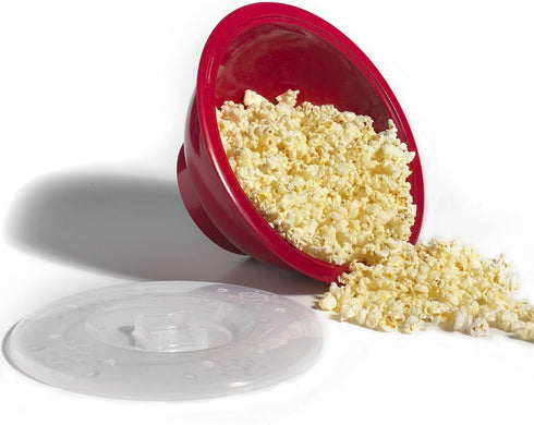 Norpro Microwave Popcorn Popper, 10.5" x 5" x 10.5", Red, w/clear lid by Norpro