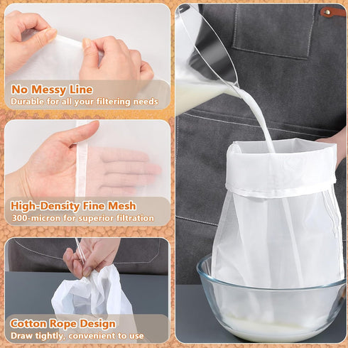 Gelapa 6 Pack 8"x12" Nut Milk Bag, Reusable Food Nylon Strainer Nut Bags for Straining Almond Milk Greek Yogurt, Cheese