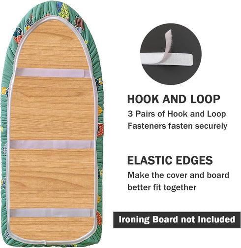 12.5" x 30" Small Tabletop Ironing Board Cover and Pad, Cotton Mini Cover with Scorch Resistant Thick Padding