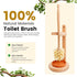 14 Inch ELDR Supply Toilet Bowl Cleaner Brush with Holder, Extra Long German Beechwood Handle, Strong Hemp Bristles