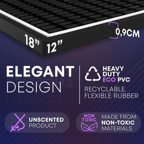 Premium Rubber Bar Mat 18" X 12" - 1cm Thick Anti-Skid Non-Toxic Rubber Spill Mat for Countertop, Home Bar, Restaurants
