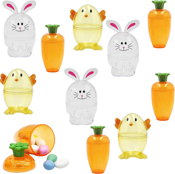 The Dreidel Company Fillable Easter Carrots, Bunny, and Chick 6-Pack Containers, Perfect