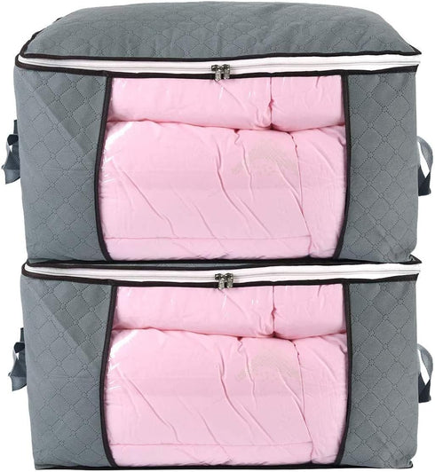 Jumbo Zippered Storage Bag for King Comforter, Pillow, Quilt, Clothes, with Large Clear Window & Carry Handles