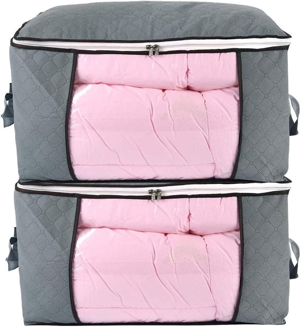 Jumbo Zippered Storage Bag for King Comforter, Pillow, Quilt, Clothes, with Large Clear Window & Carry Handles