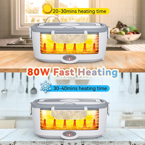 80W 1.5L 304 Sitlais Heated Lunch Box for Men&Women - Electric Lunch Box for Adults with Dual Stainless Steel