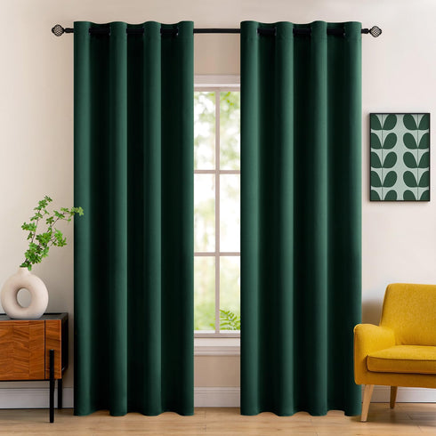 MIULEE 2 Panels Christmas Blackout Curtains, 52x84 inch Room Darkening Thermal Insulated Drapes, Hunter Dark Green