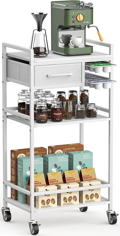 Housolution 4-Tier Coffee Bar Cart with Storage, 33" H Coffee Station Cabinet