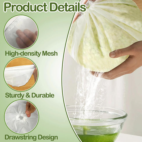 Generic 5 Pack 20x7 Reusable Fine Mesh Cheesecloth Bags for Straining, Bowl-Shaped Food Filter Bag, Great for Nut Milk