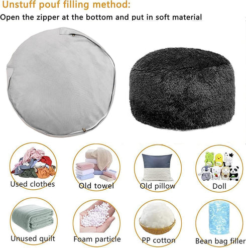 20x20x12 Inches Asuprui Pouf Ottoman Floor Pouf Cover Ottoman Foot Rest NO Filler Round Poof Seat Floor Bean Bag Chair