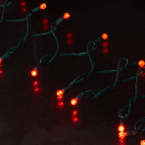 Vickerman 50 Count G12 Berry LED Light Set with Green Wire, Red - Single Mold