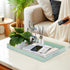 15.8 10.2 1.4" MAONAME Mint Green Serving Tray with Handles, Modern Decorative Trays for Coffee Table, Plastic