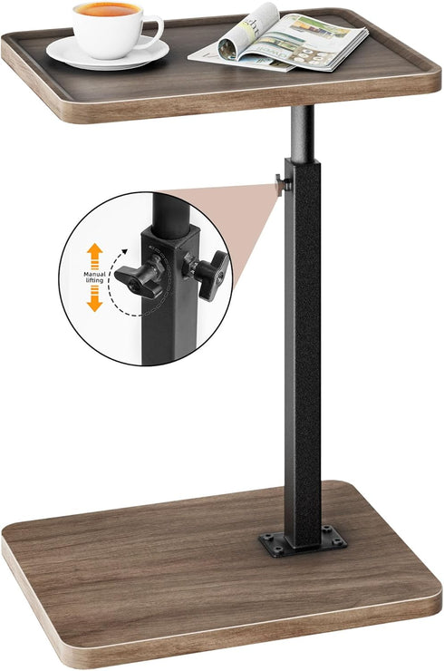 Height,360Swivel LAKEMID C Table End Table Adjustable Sofa Table Tray for Small Spaces,Couch Tables That Slide Under,C