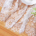 QueenDream White Lace Tablecloth, 60 x 120 Inches, Rectangular Vintage Embroidered Lace Fabric Overlay
