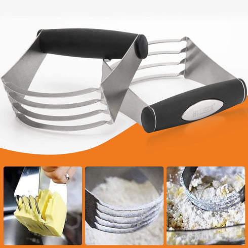 3 Donuts(4 Pcs/Set) HULISEN Pastry Cutter, Dough Blender, Cup Flour Sifter and Biscuit Cutter, Stainless Steel Dough