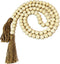 WIWUE GUO Farmhouse Beads, 59in Wood Bead Garland with Tassels, Bookshelf Decor for Tiered