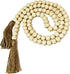 WIWUE GUO Farmhouse Beads, 59in Wood Bead Garland with Tassels, Bookshelf Decor for Tiered