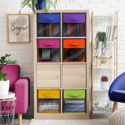 11 Inch 6 Closets Sorbus Storage Bins with Clear Window - Foldable Baskets for Organizing Clothes, Toys, Books - Sturdy