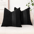 Pack of 2 Black Boucle Decorative Pillow Cover with Faux Leather Modern