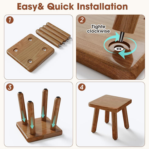 9 Inch Small Wooden Step Stool, multi-functional footstool, shoe changing stool, indoor plant stand, portable