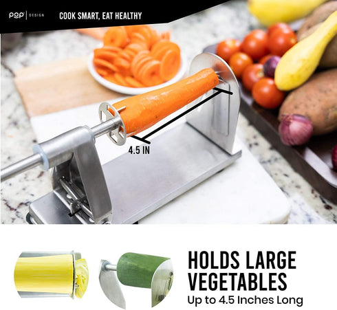 Commercial 3 POP Design Stainless Steel Vegetable Spiralizer, Grade Spiralizer and Potato Cutter for Curly Fries