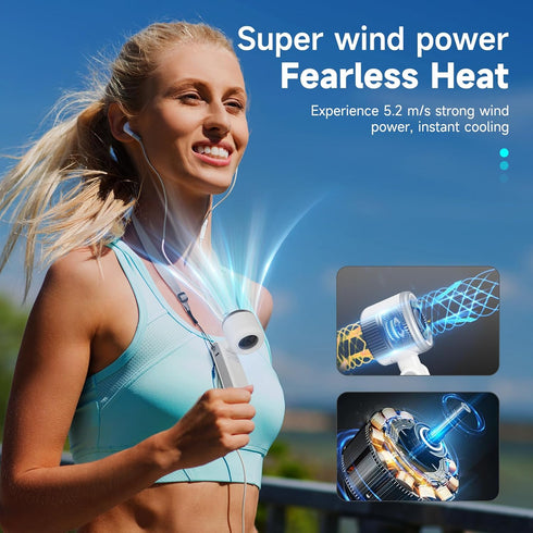Portable Handheld Mini Fan - 3-IN-1 Turbo Fan for Travel, 5 Gear Wind, 12 Working Hours, Rechargeable Pocket Fan