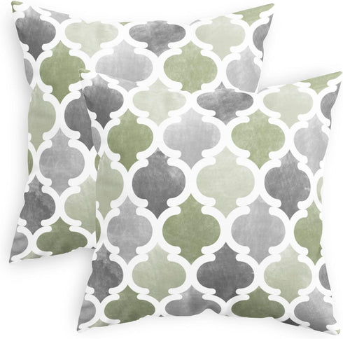 CaliTime Throw Pillow Cases Pack of 2 Cozy Fleece Gradient Geometric Trellis