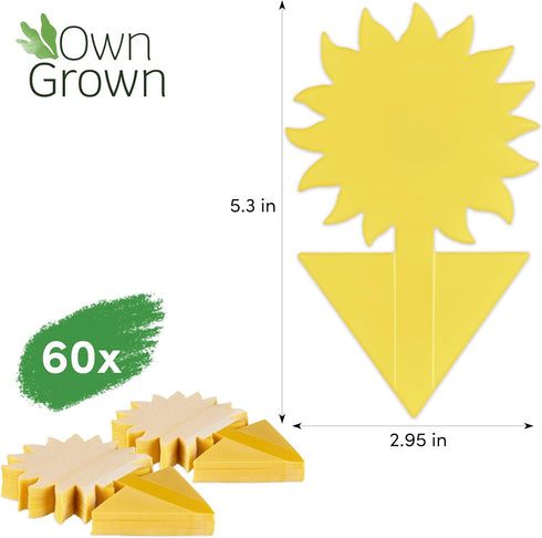 Yellow Sticky Traps for Gnats: 60x Indoor Sticky Fly Traps for House Plants, Fruit Fly Trap OwnGrown