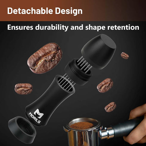 MORILS WDT Espresso Tool with 0.4mm 9 Thick Spring Needles & Extra 9 Needles, Metal Handle with Stand, Black