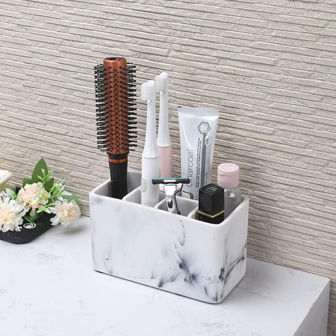 zccz Toothbrush and Toothpaste Holder, Multifunctional Countertop Organizer with 6 Slots for Bathroom Shower Vanity
