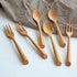 Kyien 6Pcs Wood Soup Spoons and Forks Set - Eco-Friendly Wooden Flatware with 3 Spoons and 3 Forks for Natural Eating