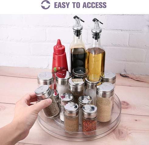 Puricon 2 Pack Clear Lazy Susan Turntable Organizer, 12 Inch & 9.25" Plastic Rotating Tray for Kitchen