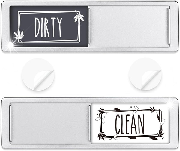 Dishwasher Magnet Clean Dirty Sign, Non-Scratching Strong Magnet or 3M Adhesive Options for Kitchen