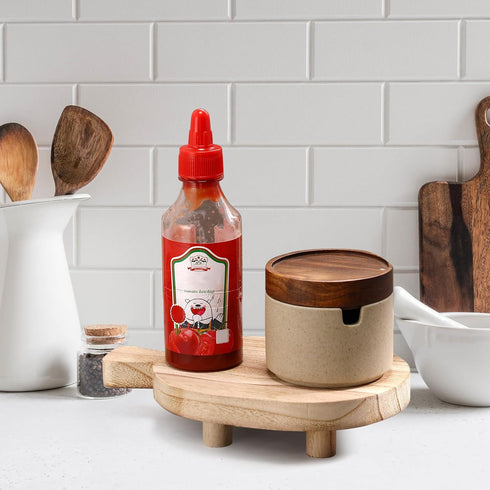 POVTOKA Counter, Wood Pedestal Stand, Farmhouse Wood Riser for Bathroom Kitchen Rustic Wooden Soap Tray for Bottles