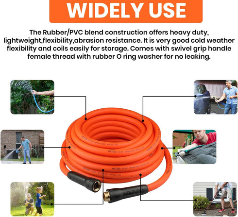 YOTOO Heavy Duty Hybrid Garden Lead Water Hose, 5/8-Inch by 6-Feet, 150 PSI, Kink Resistant, Orange
