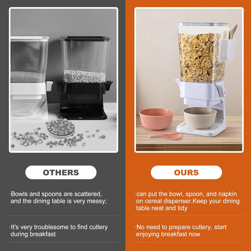 Cereal Dispenser Countertop 2 Pack with Bowls, 5.5 QT Dry Food Dispenser Snack Organizer Containers for Kitchen