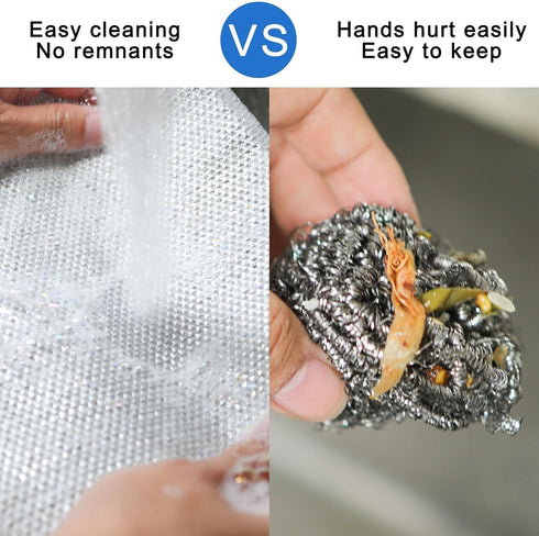 Wire Dishwashing Rag, 10 Pack Non Scratch Wire Dishcloth for Wet and Dry, Scrubbing Wire Dishcloths for Kitchen