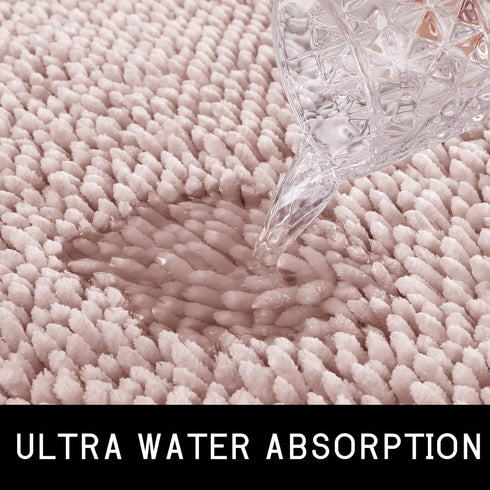 Yimobra U Shaped Toilet Rugs, Luxury Chenille Extra Thick Non-Slip Contour Mat for Bathroom Floor (Pink)