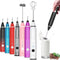 Milk Frother Handheld Electric Whisk, Rechargeable Mixer with 2 Stainless Whisks, 3 Speed Foam Maker (Black)