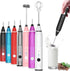 Milk Frother Handheld Electric Whisk, Rechargeable Mixer with 2 Stainless Whisks, 3 Speed Foam Maker (Black)