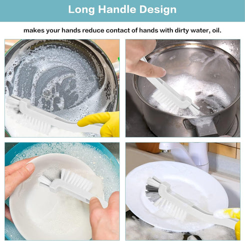 8 Pcs Dish Brush Bottle Bathroom Scrub Brushes, Kitchen Cleaning Brush for Right Angle Sink Household Pot Pan Edge