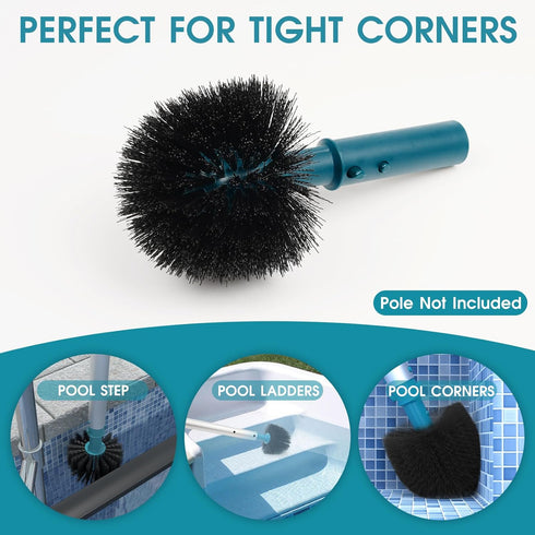20" 2 1 Swimming Poolvio in Pool Brush Head for Pool, Heavy Duty Scrub Brush with EZ Clip & Wavy Nylon Bristles