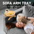 360 Couch Arm Tray Table, Bamboo Clip-on Couch Arm Tray with Phone Holder, Foldable Sofa Armrest Table for Eating