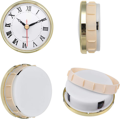 ShoppeWatch Clock Insert, 80mm (3 1/8 inch) Roman Numerals Quartz Movement, Gold Rim CK089GD