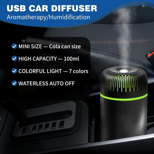 Car Diffuser Humidifier - Mini Portable Essential Oil Diffuser for Car, Home, Office, 100ML