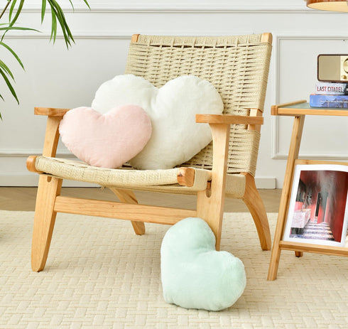 Petrella Heart Pillow, Cute Fuzzy Throw Pillows for Bed Living Room Decor, Large 19"x15", Green Aesthetic Cushion