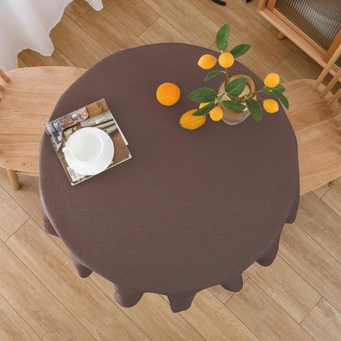 48 Inch NLMUVW Brown Linen Tablecloth Round Tables Water Resistant Textured Table Cloth Farmhouse Table Cover