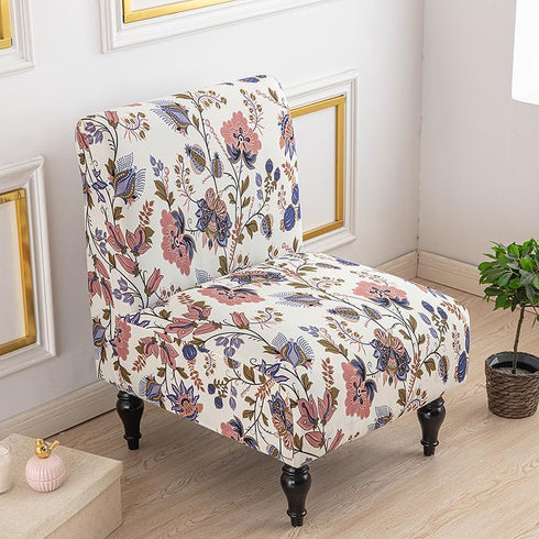 Armless 06 Accent Chair Cover - Soft Printed Slipcover for Living Dining Room Slipper Chairs