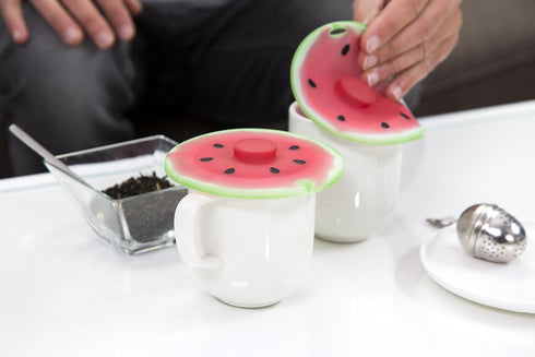 Charles Viancin Set of 2 Watermelon 4” Silicone Drink Covers - BPA-Free, Dishwasher Safe, Airtight Seal
