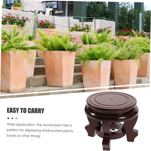 Wooden Flower Pot Base, Asian Wooden Vase Stand, Mini Bonsai Storage Rack for Potted Plants