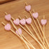 BambooMN 7.1 Inch Pink Heart Bamboo Food and Drink Pick Skewers – 100 Pieces for Catered Events